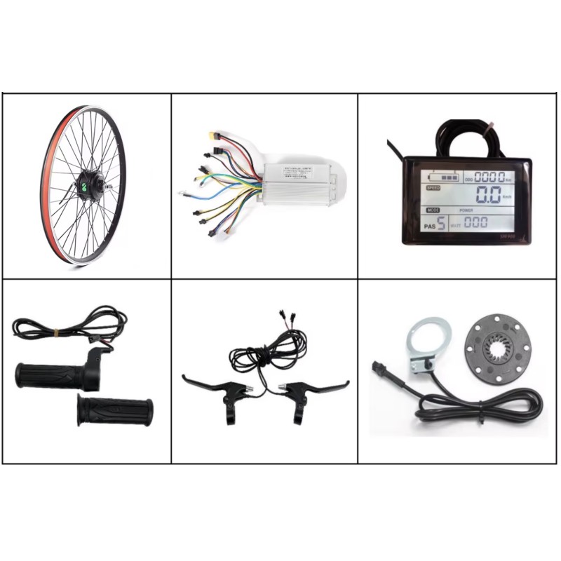 Kit di conversione bici elettrica con motore posteriore 36v 500w per 20, 26, 27,5, 28, 29", 700cc KROXNE - 4  