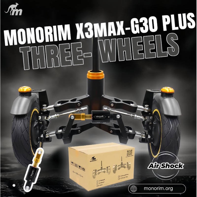 Monorim X3 Max Air perednya pidviska z dvoma kolyamy dlya Ninebot Max G30 & podobnykh skuteriv – Zapchastyna & amortyzator Monor