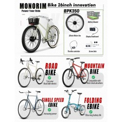 Monorim BPK350 konverteringssæt motor 380w - batteri inkluderet  - 20 Monorim BPK350 el-cykel power kit, 380W – Opgrader din cyk