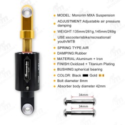 Zracni amortizer Monorim MXA za elektricni skiro in kolo MTB  - 10 
MODEL: Vzmetenje Monorim MXA
NASTAVITEV: Nastavljiv zračni t