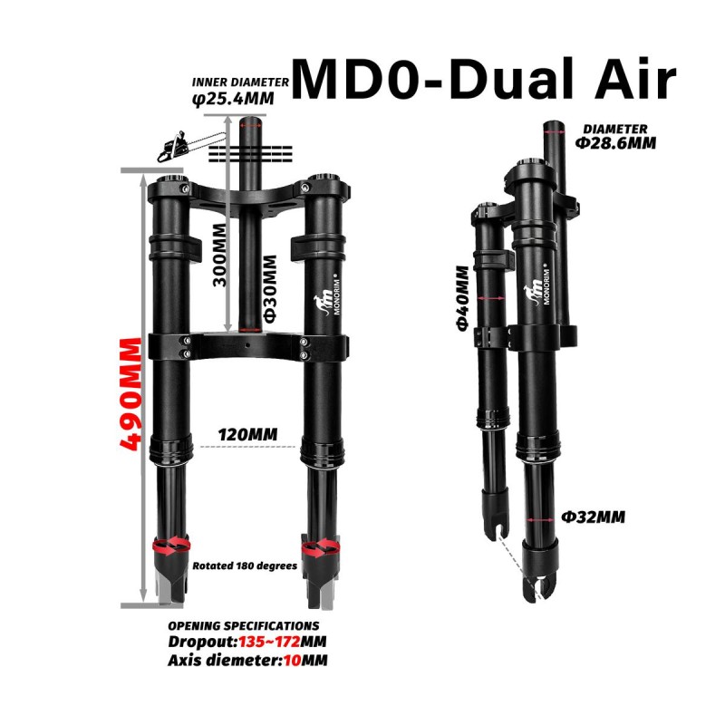 Monorim MD0 Dual Air Version 490mm x 165mm framfjadring  - 10 
Kompatibilitet: for montage som kraver matt 490mm x 165mm (kontro