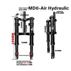 Przednie zawieszenie Monorim MD0 Air Hydraulic 490mm x 165mm  - 2 
Kompatybilnosc: do kompatybilnych montazy widelca Monorim MD0