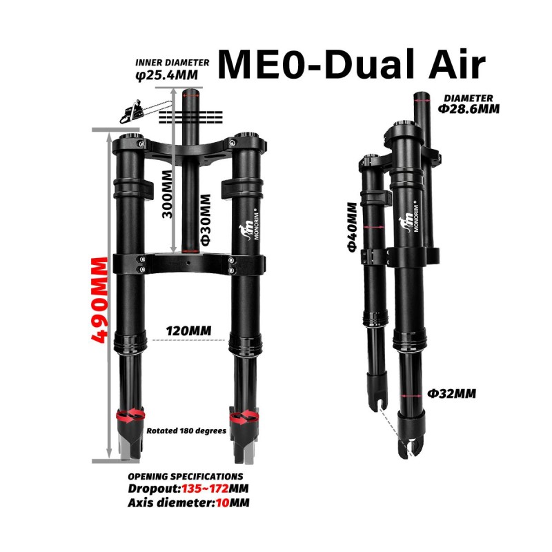 Sospensione anteriore Monorim ME0 Dual Air 565mm x 165mm  - 7 
Compatibilita: sospensione anteriore Monorim ME0 Dual Air 565mm x