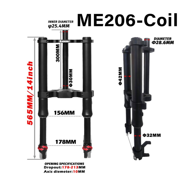 Monorim ME206 Dual Air etujousitus version 565mm x 206mm  - 1 Yhteensopivuus: Monorim ME206 Dual Air etujousitus, koko 565mm x 2