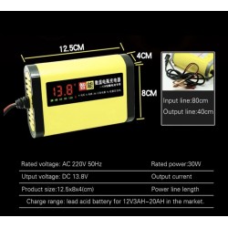 12V 2A akkumulátortöltő ólom-savas akkumulátorokhoz 7Ah 12Ah 14Ah 20Ah  - 5 Fo jellemzok

Digitális LCD-kijelzo, amely valos ido