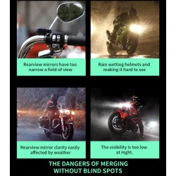 Waterproof blind spot detection system (130º angle) for scooter, bicycle or motorcycle KROXNE - 11  